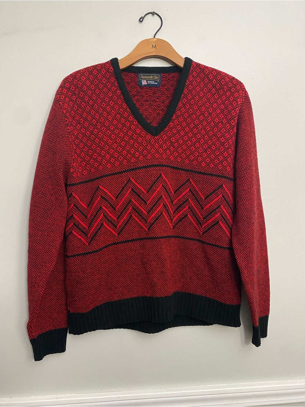 Vintage Panhandle Slim Western Women’s Knit Red Black Sweater - M